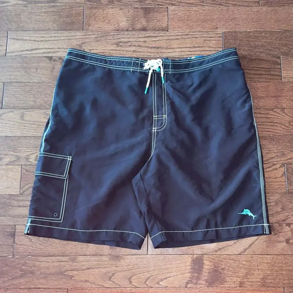 Tommy Bahama Black Swim Trunks Board Shorts XXL Surf Beach